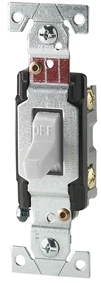 Eaton CS120W Toggle Switch, 20A, 120/277V, White, Screw Terminal