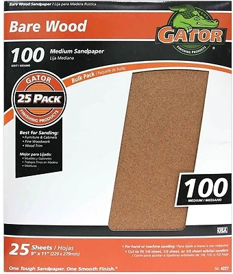 Garnet Sandpaper, Medium 100-Grit, 9 x 11 In., 25-Ct.