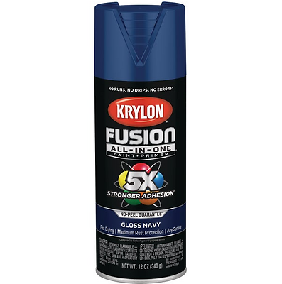 Krylon K02714007 Fusion Spray Paint Plus Primer, Gloss Navy, 12 Oz