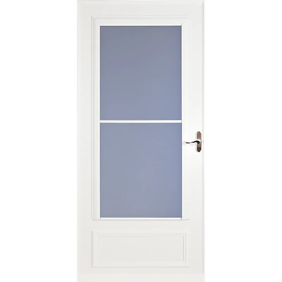 Screen Away Storm Door, Retractable Screen, White Aluminum & Nickel Handles, Solid Wood Core, 36 x 81-In.