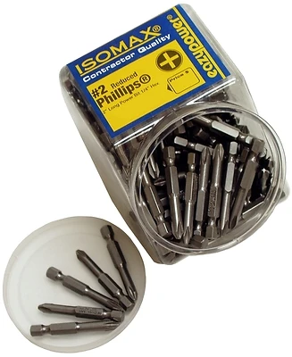 #2 Phillips 2 In. Screwdriver Bit, 125-pack, 1/4 In. Hex Shank, Chrome Vanadium Steel