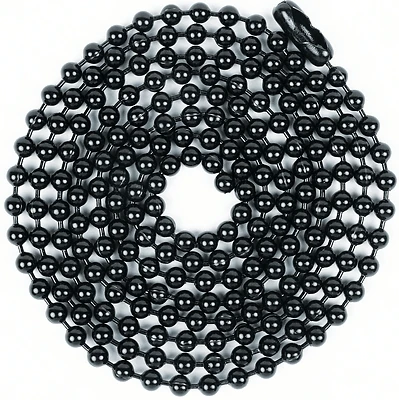Jandorf 60371 Beaded Lamp Chain With Connector, Black Steel, #6, 3-Ft.