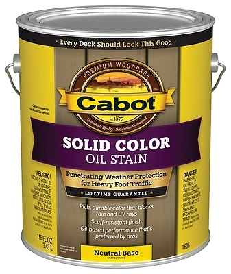 Solid Color Decking Oil Stain, Neutral Base, Gallon