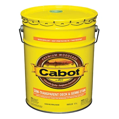 Semi-transparent Deck & Siding Exterior Stain & Sealer, 5 Gallon Neutral Base