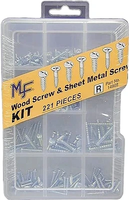Midwest Fastener 14998 Wood & Sheet Metal Screw Assortment Kit, 221-Piece