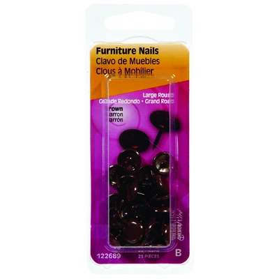 Hillman 122689 Furniture Nail, Round Head, 7/16 In., Brown, 25-Pk.