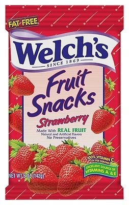 Strawberry Fruit Snacks, 5 Oz, Pack Of 12, Real Fruit, Vitamins A, C, E
