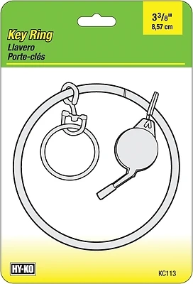 Hy-Ko KC113 Split Key Ring with Whistle, Brass, 3-3/8 In.