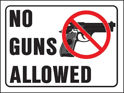 Hy-Ko 20691 No Guns Allowed Sign, Plastic, 9 x 12 In.