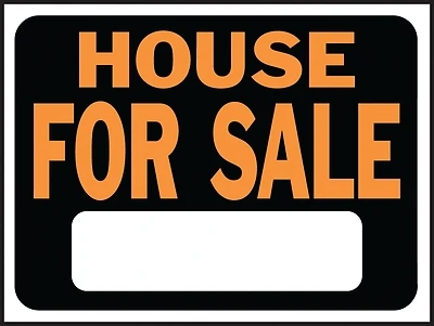House for Sale  Sign, Hy-Glo Orange/Black Plastic, 9 x 12-In.