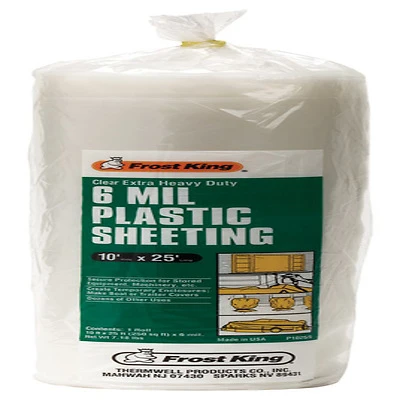 Frost King P1025/6 Clear Polyethylene Sheeting, 10 Ft W X 25 Ft L, 6 Mil