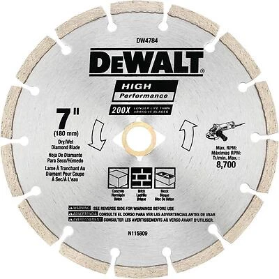 DeWalt DW4784 HP Segmented Diamond Blade, 7 In.