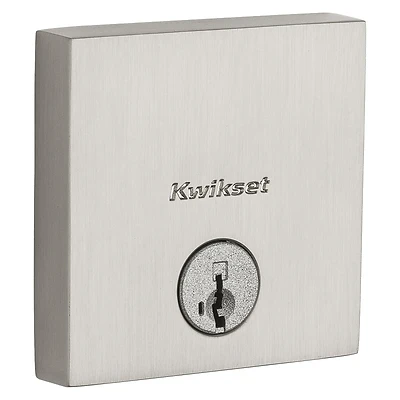 Downtown Square Single-Cylinder Deadbolt Lock, SmartKey Security, Satin Nickel