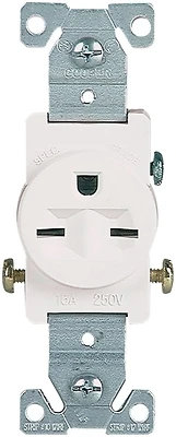 816w-box Single Receptacle, 2-pole, 250 V, 15 A, Nema 6-15r, White