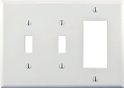 Eaton PJ226W Combination Wall Plate, 2 Toggle 1 Rocker, White