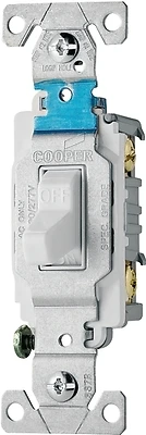 Eaton CS115W Toggle Switch, 15 Amp, 120/277 Volt, White Nylon