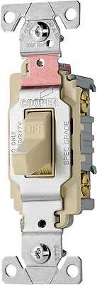 Eaton CS120V Toggle Switch, 20A, 120/277V, Ivory