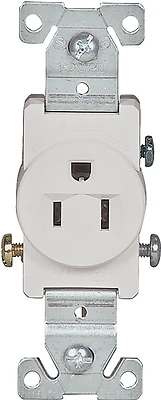 Eaton 817W-BOX Single Receptacle, 15 A, 125 V, White, NEMA 5-15R