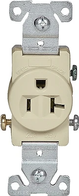 Eaton 1877V-BOX Single Receptacle, 20A, 125V, Tamper Resistant, Ivory