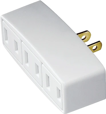 Eaton 1747W-BOX 3-Outlet Adapter, 2-Pole, 15A, 125V, White