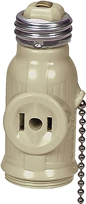 Eaton 718V-BOX Pullchain Socket Adapter, 2 Outlets, 660W, Ivory