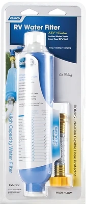 Camco 40013 Tastepure Carbon Water Filter With Hose Protector, 100 Micron, 2 Pk