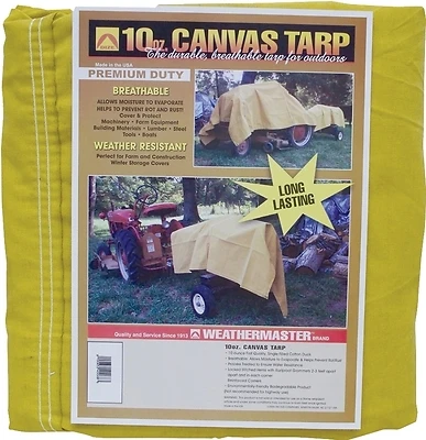 Dize Weathermaster CA1012D Canvas Tarpaulin, 10 Ft W x 12 Ft L, Tan