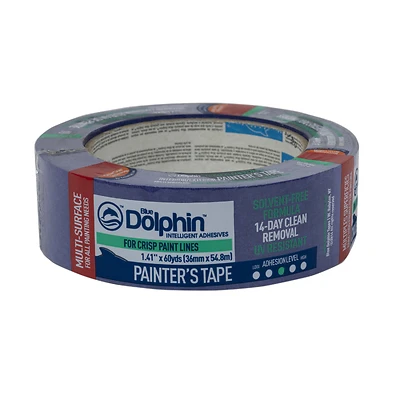 Blue Dolphin 1.41 in. W x 60 yd. L Blue Medium Strength Painter's Tape 1 pk