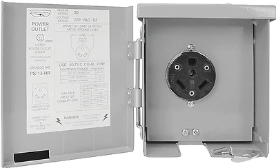 Ps-13-hr 30 Amp Rv Power Outlet Panel, Weatherproof Steel Construction