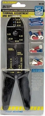 Calterm 05125 Solderless Terminal Kit with Crimp Tool, 25-Piece