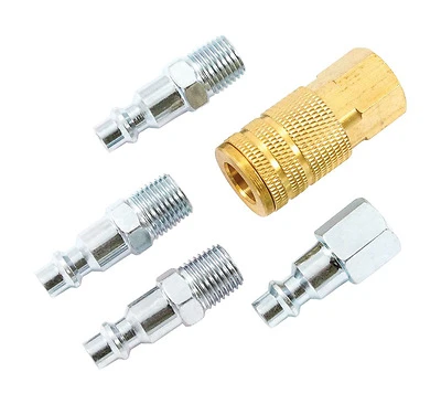 Forney 75325 5-Piece Brass/Steel Air Coupler and Plug Set, 1/4 In., 300 PSI