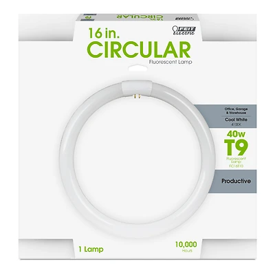 Feit Electric FC16T10/CW Circular Fluorescent Bulb, 40W, 16 In, Cool White