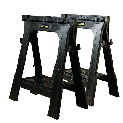 STANLEY 060864R Portable Folding Sawhorse, 1000 lb, 2-1/8 in W, 32 in H, 26-7/8 in D, Plastic