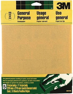 Aluminum Oxide Sandpaper, 150-Grit, 9 x 11 In., 5-Pk.
