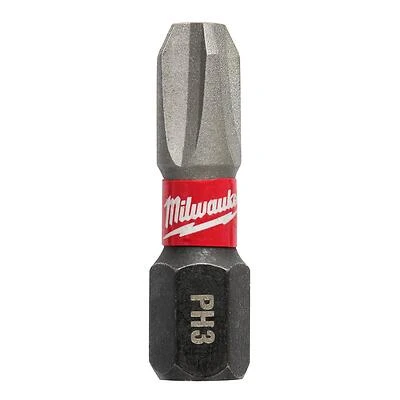 Milwaukee SHOCKWAVE 48-32-4413 Impact-Duty Screwdriver Insert Bit, #3 Drive, Phillips Drive, 1/4 in Shank, Hex Shank