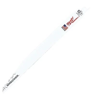 Milwaukee The WRECKER 48-00-5711 Reciprocating Saw Blade, 1 in W, 12 in L, 7/11 TPI, Bi-Metal Cutting Edge