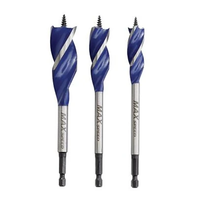 Irwin 3041003 Speedbor Max 3-Pc. Drill Bit Set, Tri-Flute, Hex Shank