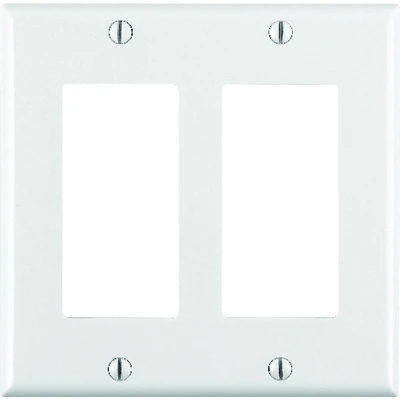 Decora 80409-W Wallplate, 4-1/2 in L, 4.56 in W, 2-Gang, Thermoset Plastic, White, Smooth