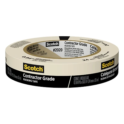 Scotch 2020-24A Masking Tape, Tan, 0.94 In. x 60 Yd.