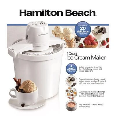 Hamilton Beach 68330N Ice Cream Maker, Fully Automatic, 4 Qt.