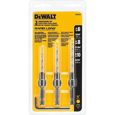 DeWalt DW2535 Countersink Set, 3-Piece, #6 #8 #10, Hex Shank