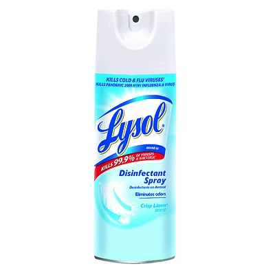 Lysol 1920074186 Disinfectant Cleaner, 12 oz Aerosol Can, Liquid, Crisp Linen, Clear