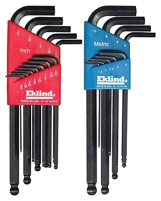 Eklind 13222 Ball-End Hex Key Set, 22-Piece, SAE/Metric, Steel