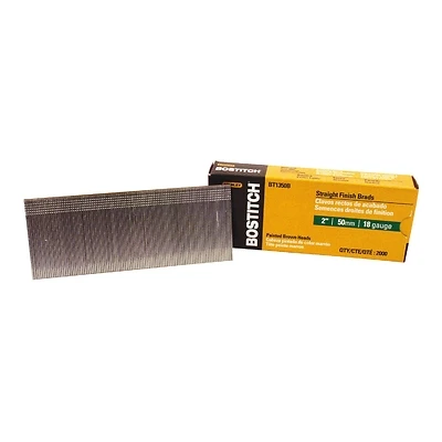 Bostitch BT1350B Series Nail, Glue Collation, 2 in L, 18 Gauge, Steel, Coated, Brad Head, Smooth Shank, 2000/PK