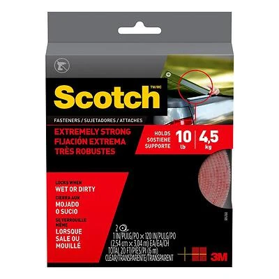 Scotch RF6760 Extreme Fastener, 1 in W, 10 ft L, Clear, 10 lb
