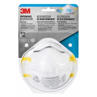 3M 8210PA1-A/8654 Paint Sanding Respirator, N95 Filter Class, 95 % Filter Efficiency, White