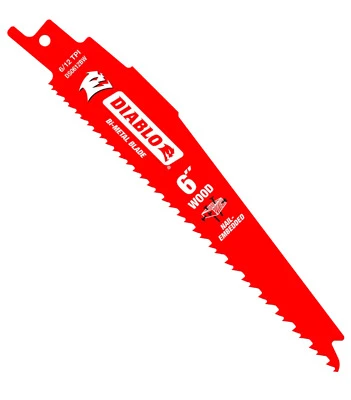 Diablo DS0612BW5 Reciprocating Saw Blade, 1 in W, 6 in L, 6/12 TPI, Bi-Metal Cutting Edge