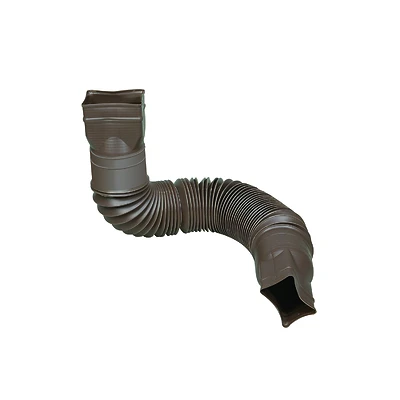 Downspout Extension, Flexible Brown Poly, Extends 24 - 55 In.