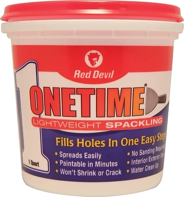 Red Devil 0544 Onetime Spackling Compound, Pre-Mixed, White, Qt.
