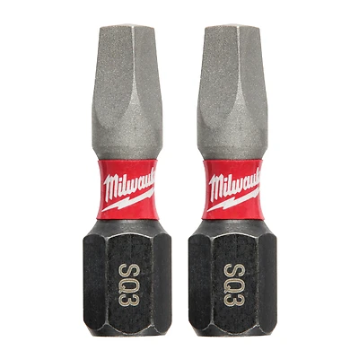 Milwaukee SHOCKWAVE 48-32-4423 Impact-Duty Screwdriver Insert Bit, #3 Drive, Square Recess Drive, 1/4 in Shank, 1 in L